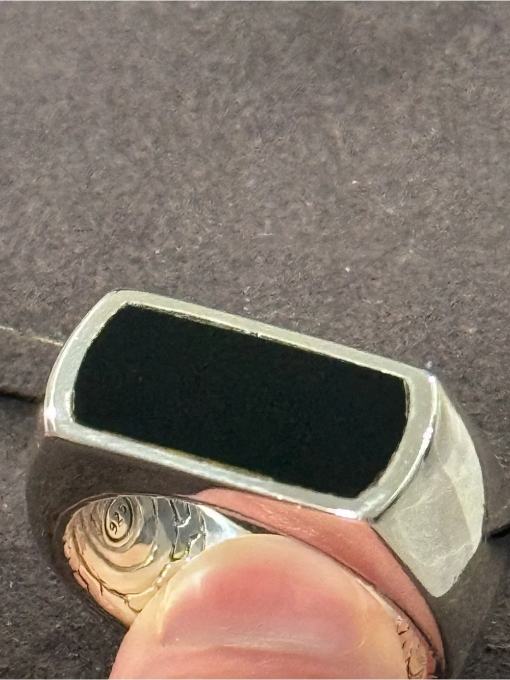 John Hardy Sterling Silver Ring with Black Onyx Rectangle Size 10